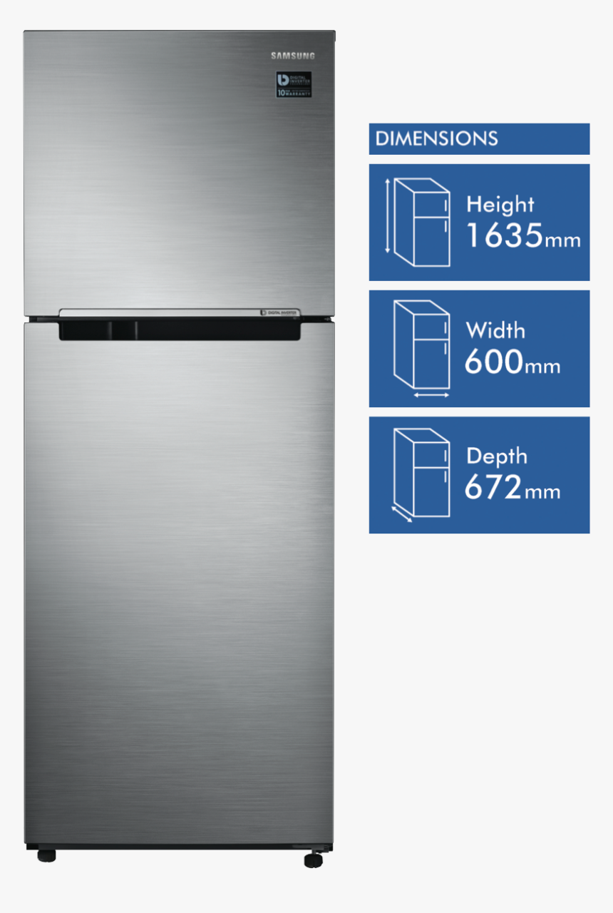 Silver Flat Samsung Fridge, HD Png Download, Free Download