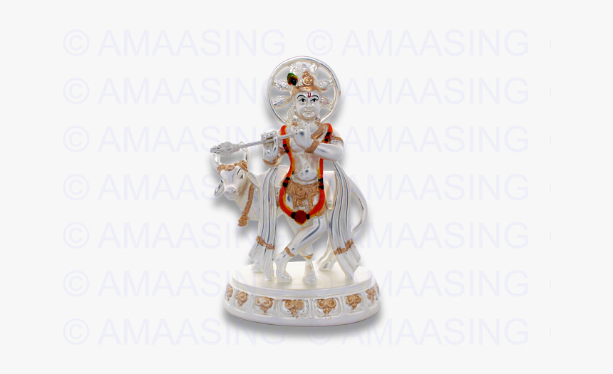 925 Silver Cow Krishna - Figurine, HD Png Download, Free Download