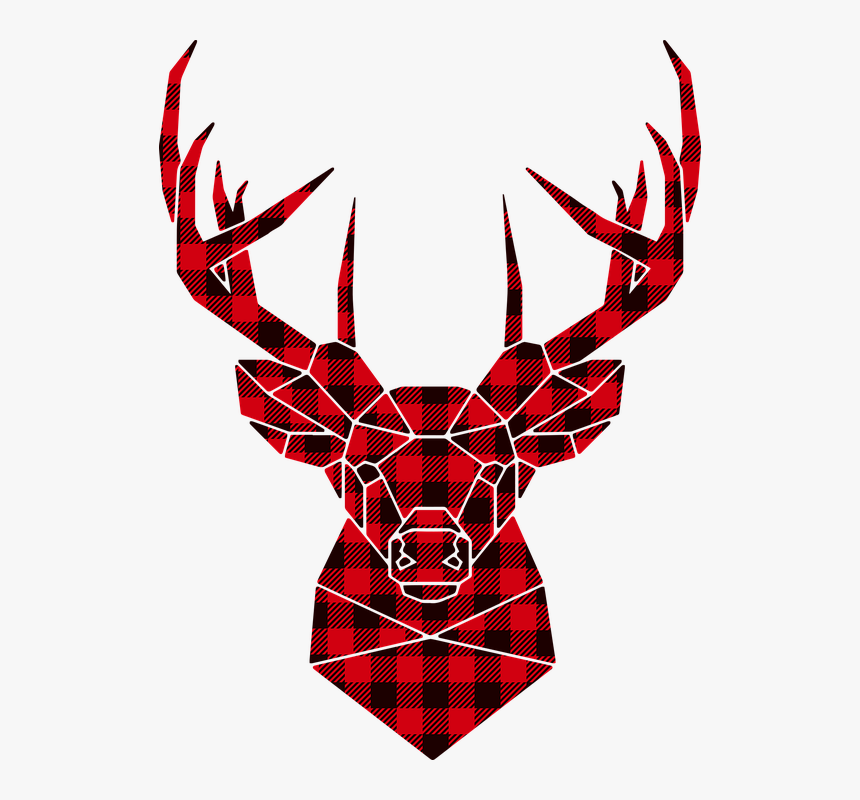 Buffalo Plaid Deer, Deer, Holiday, Christmas, Winter - Geometric Transparent Deer Head Png, Png Download, Free Download