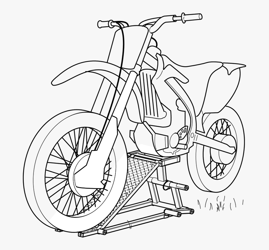 Motorcycle, Sketch, Black, Motorbike, Motorbikes, Speed - Dirt Bike Outline Drawing, HD Png Download, Free Download