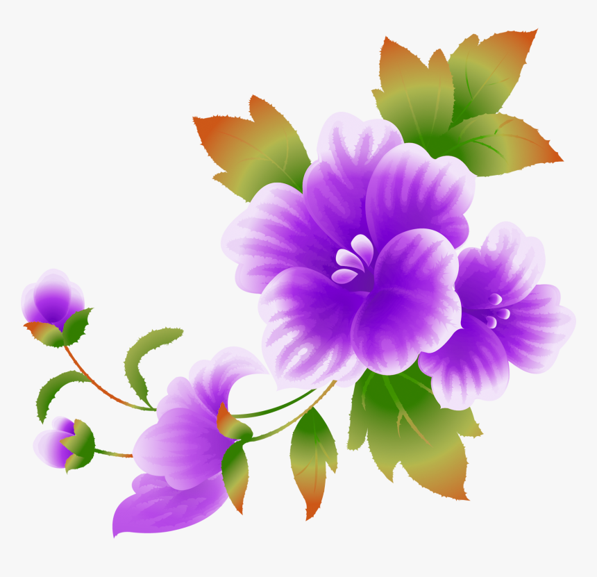 Pink Flowers Clip Art Hd Creative Floral - Blue Flower Corner Border Png, Transparent Png, Free Download