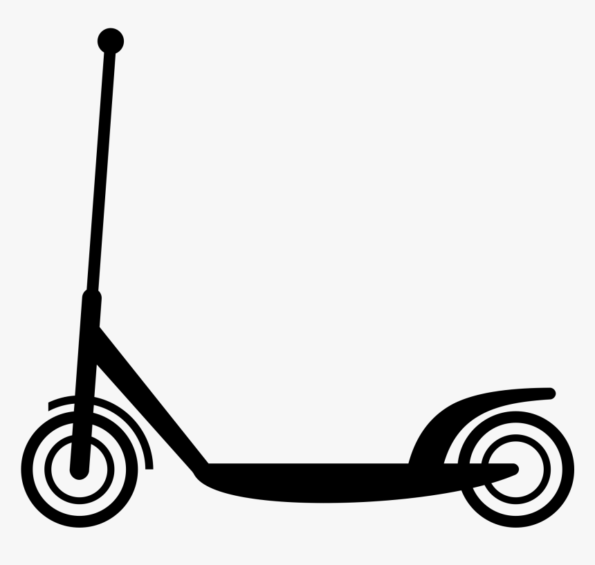 Kick Scooter Motorcycle Moped Electric Vehicle - Scooter Black And White Clipart, HD Png Download, Free Download