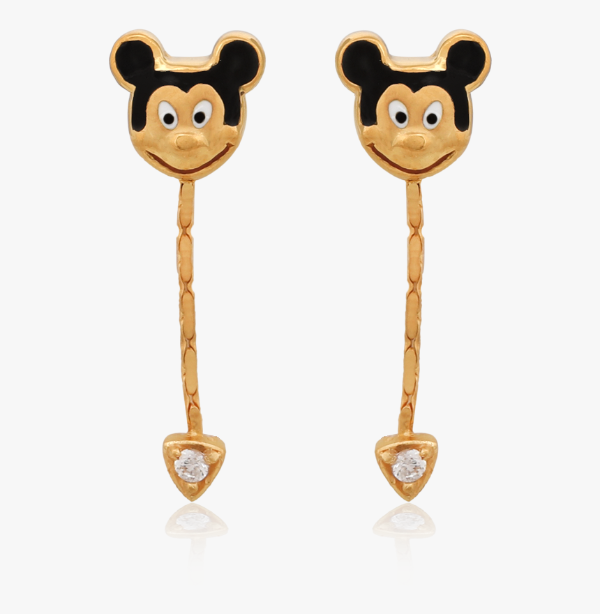 Lovely Gold Enamelled Mickey Mouse Danglers - Cartoon, HD Png Download, Free Download