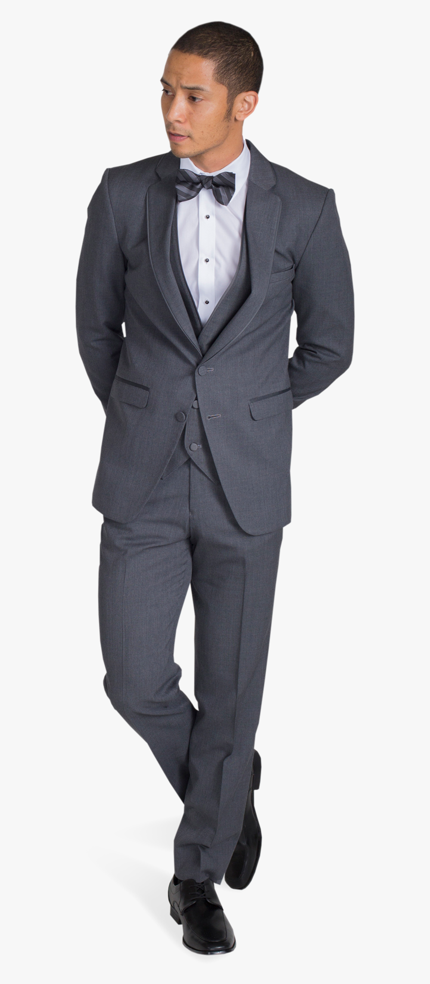 Charcoal Gray Notch Lapel Suit - Charcoal And Blue Suit, HD Png Download, Free Download