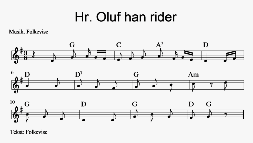 Oluf Han Rider - Sheet Music, HD Png Download, Free Download