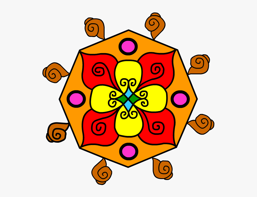 Diwali Clipart Rangoli - Rangoli Cartoon Png, Transparent Png, Free Download