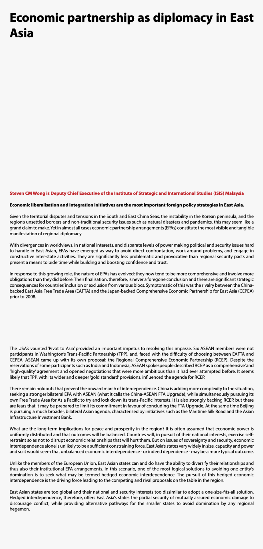 Economic Partnership As Diplomacy In East Asia Steven - "enlightenment Is Mythic Fear Turned Radical (becoming, HD Png Download, Free Download