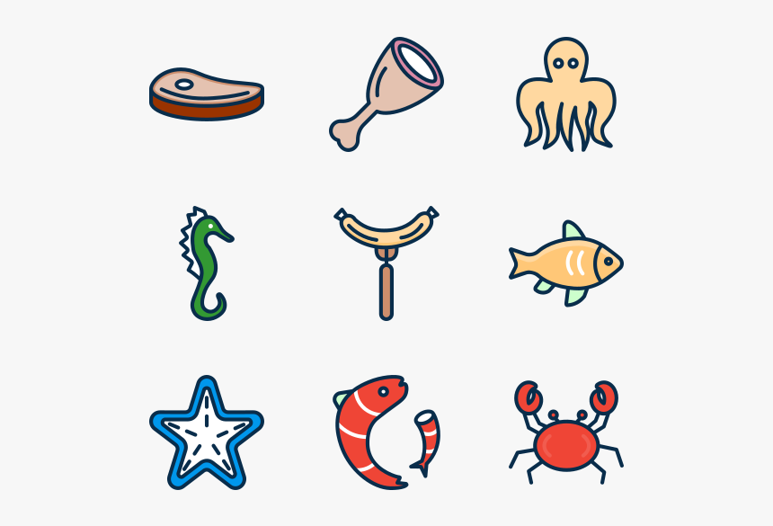 Meal And Seafood - Transparent Seafood Icon, HD Png Download, Free Download