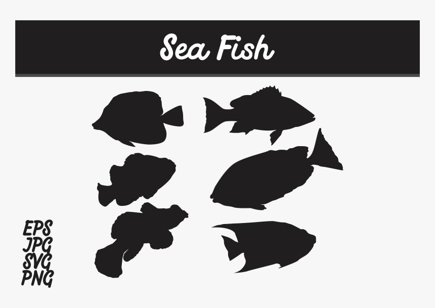Sea Fish Silhouette Set Svg Vector Image Bundle Graphic - Batik Mega Mendung Vector, HD Png Download, Free Download
