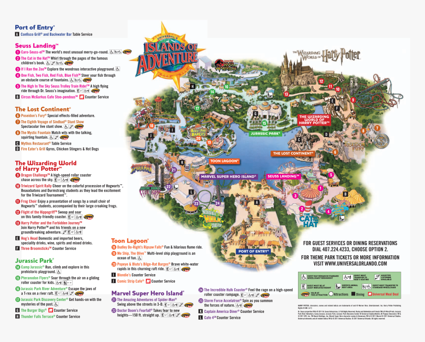 Universal Studios Islands Of Adventure Map 2019, HD Png Download, Free Download