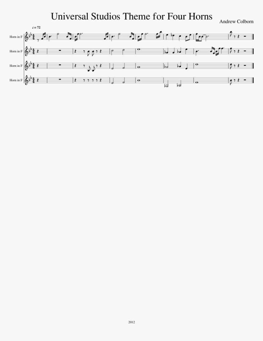 French Horn Universal Studio Theme Sheet Music, HD Png Download, Free Download