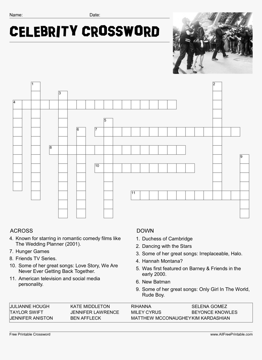 Celebrity Crossword Puzzle Main Image Download Template - Celebrity Word Scramble Answers, HD Png Download, Free Download