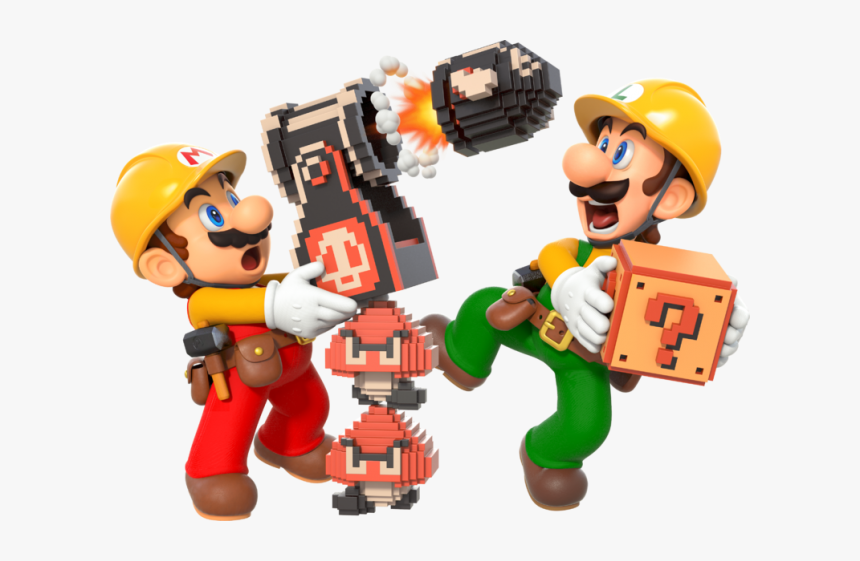 Mario And Luigi With Goombas And Bullet Bills Being - Mario Maker 2 Luigi, HD Png Download, Free Download