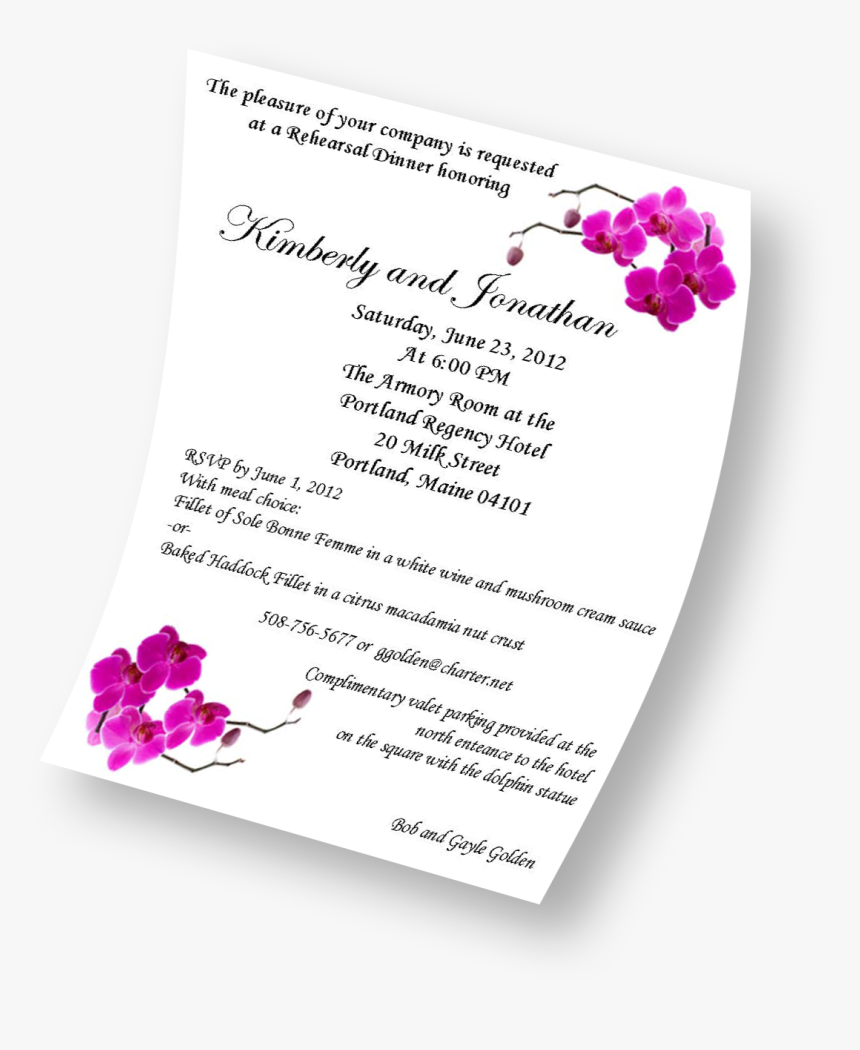 Sample Personalized Golden Dinner Invite - Moth Orchid, HD Png Download, Free Download