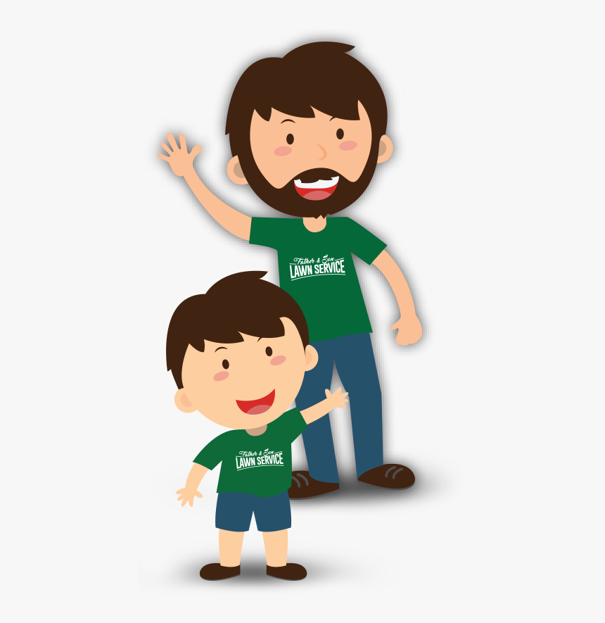 Father & Son Lawn Service - Father Son Cartoon Characters, HD Png Download, Free Download