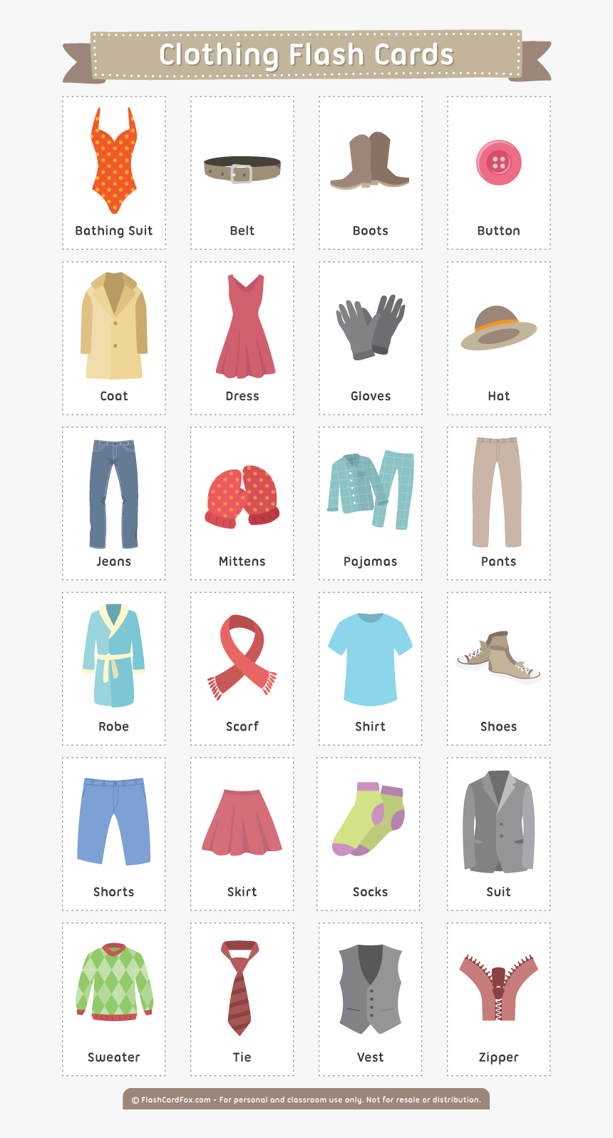 Free Printable Clothing Flash Cards - Flash Cards Printable Body Parts For Kids, HD Png Download, Free Download