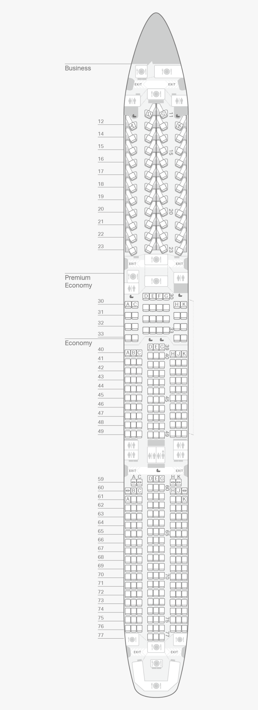 A350 Airbus 1000 Seat Map Airbus A350-1000 Seating Plan - 國泰 波音 777 300Er 座位, Hd Png Download -  Kindpng