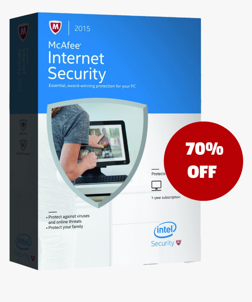 Mcafee Internet Security 70off - Mcafee Internet Security 1 User, HD Png Download, Free Download