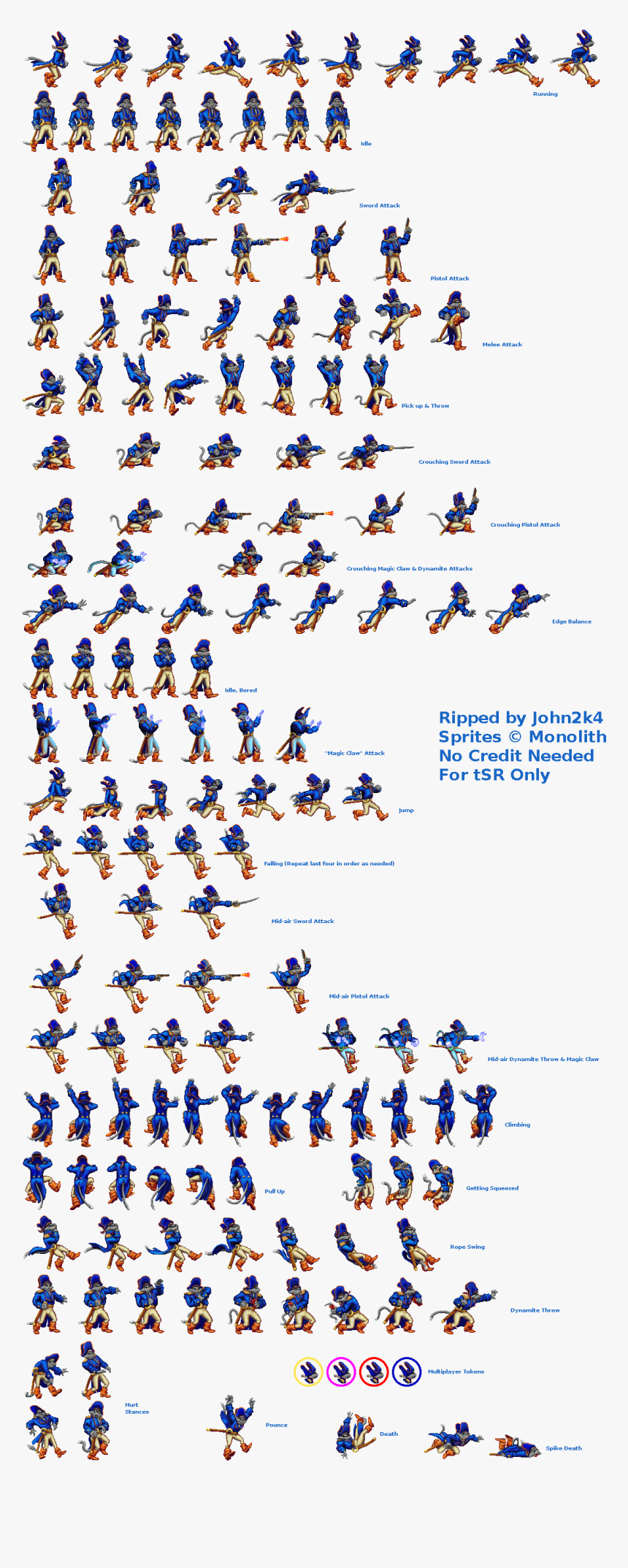 Captain Claw Sprite Sheet, HD Png Download, Free Download