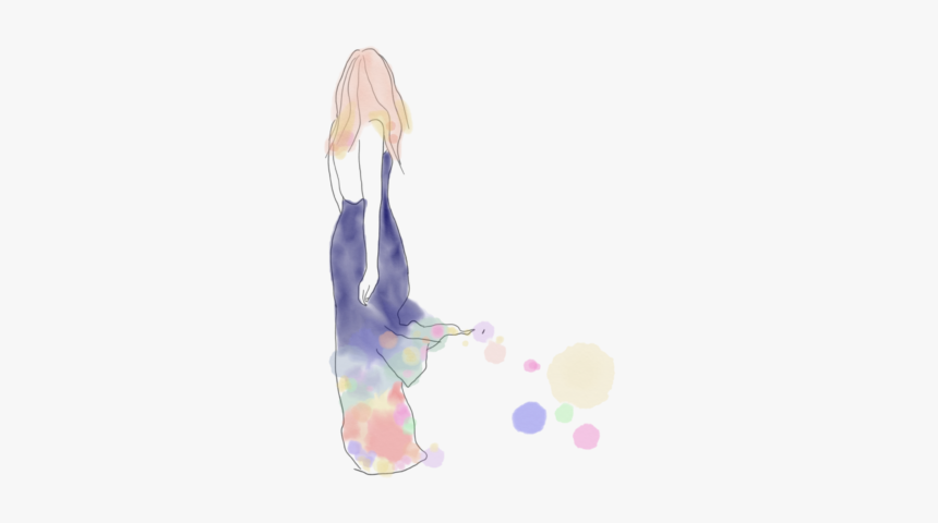 Illustration Of Girl With Colorful Garment Walking - Cartoon, HD Png Download, Free Download