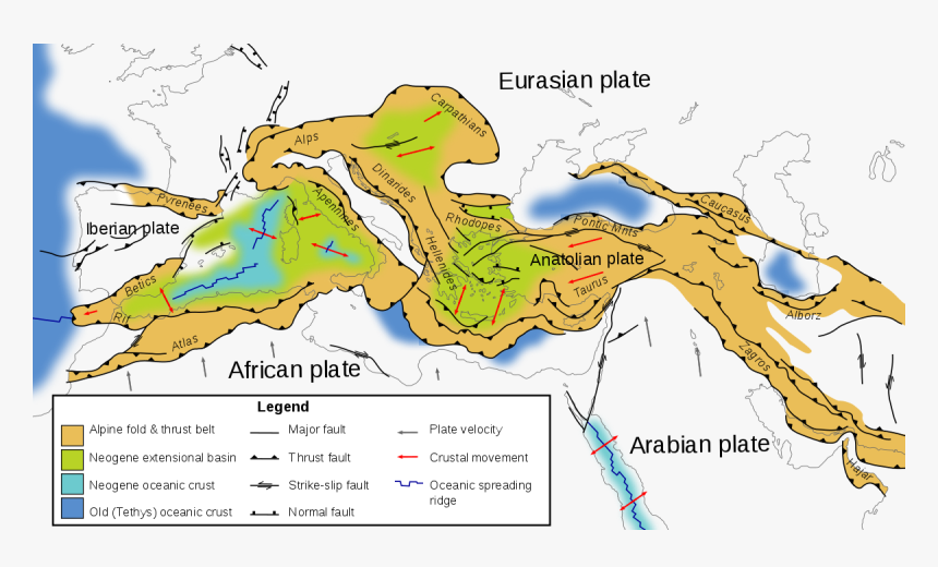 Tectonic Map Mediterranean, HD Png Download, Free Download