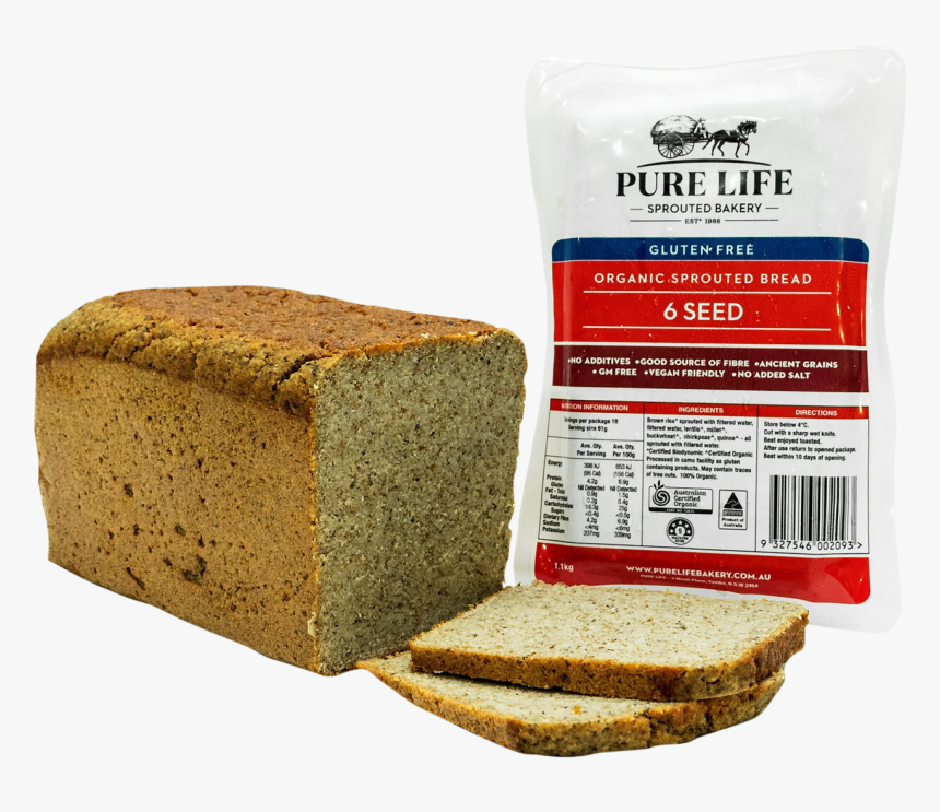 Pure Life Sprouted 6 Seed Gluten Free Bread - Whole Wheat Bread, HD Png Download, Free Download