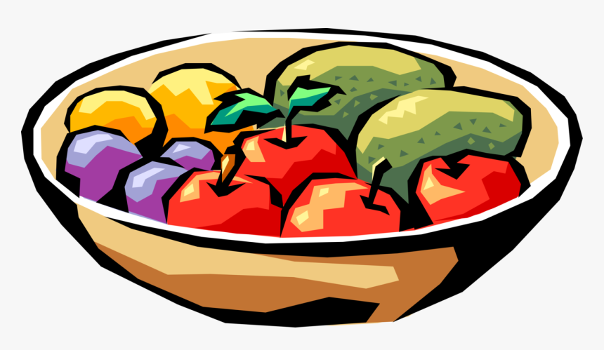 Vector Illustration Of Fruit Bowl With Apples, Plums, - Fruits And Vegetables Clip Art, HD Png Download, Free Download