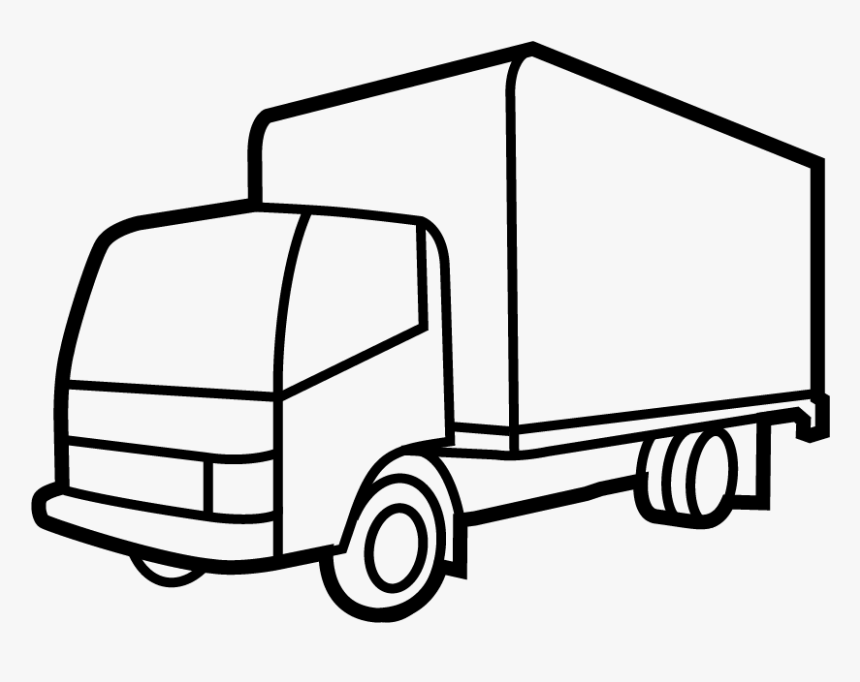 Transparent Truck Crane Clipart - Shipping Truck Drawing, HD Png Download, Free Download