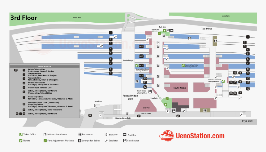 Ueno Station Map 3rd Floor - Tokyo Station Platform Map, HD Png Download, Free Download