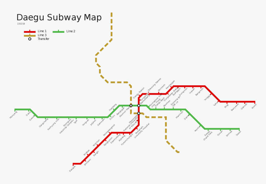 Daegu Metro Map - Daegu Subway Map English, HD Png Download, Free Download