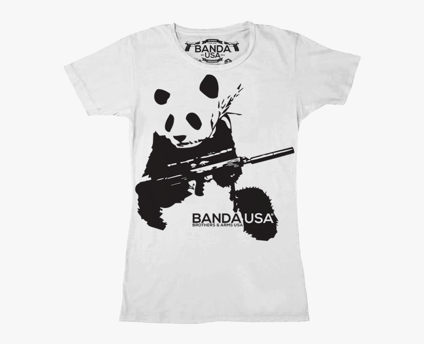 Banda-panda - Panda With Gun Stencil, HD Png Download, Free Download