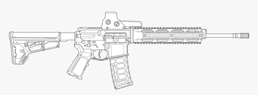 Transparent Ar15 Clipart - Outline Ar 15 Drawing, HD Png Download, Free Download