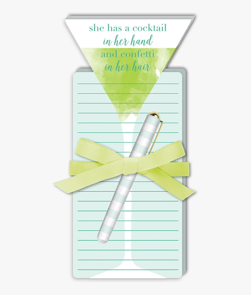 Cocktail In Hand Note Pad With Pen - Paper, HD Png Download, Free Download