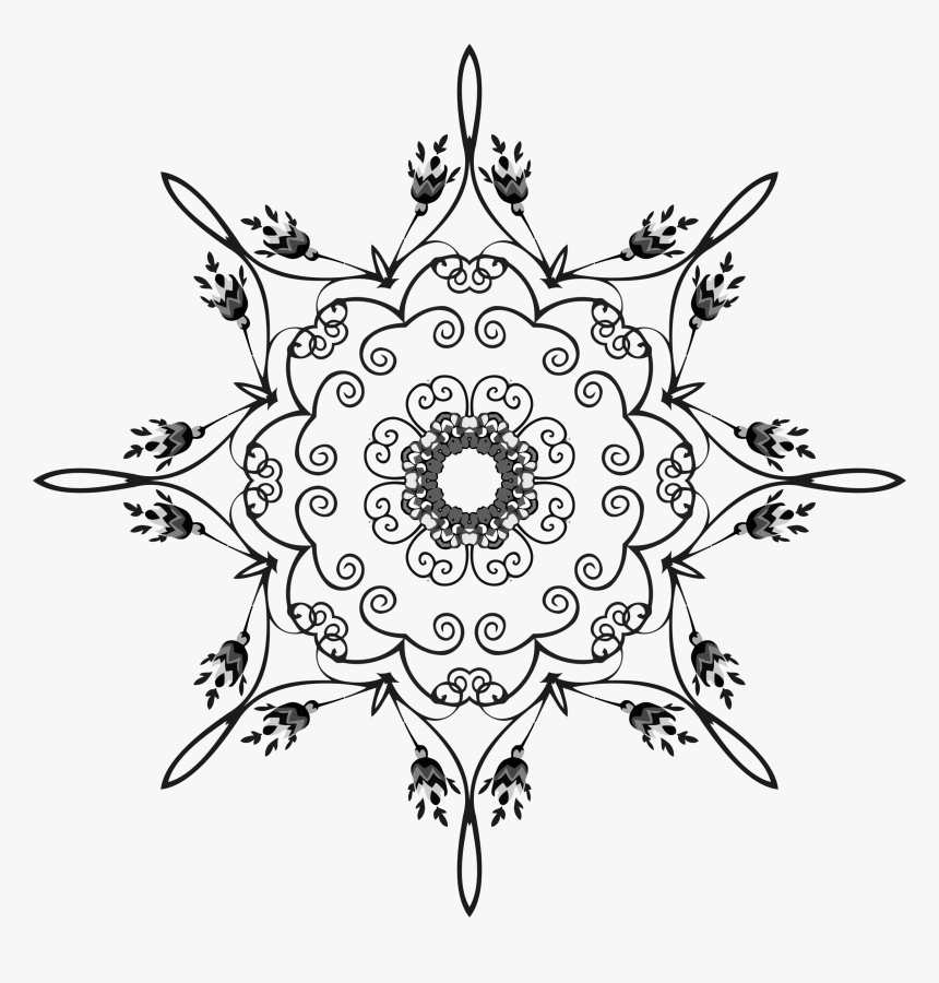 Rose Floral Flourish Design Clip Arts - Mushroom Mandala Line Art, HD Png Download, Free Download