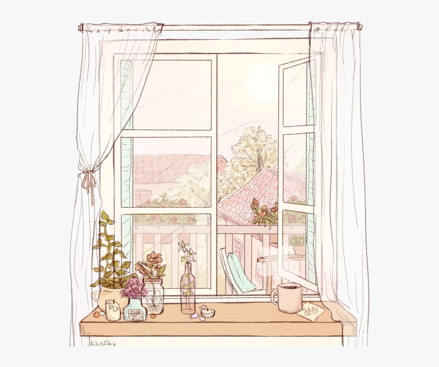 #house #window #curtain #freetoedit - Ventana Tumblr Dibujos, HD Png Download, Free Download