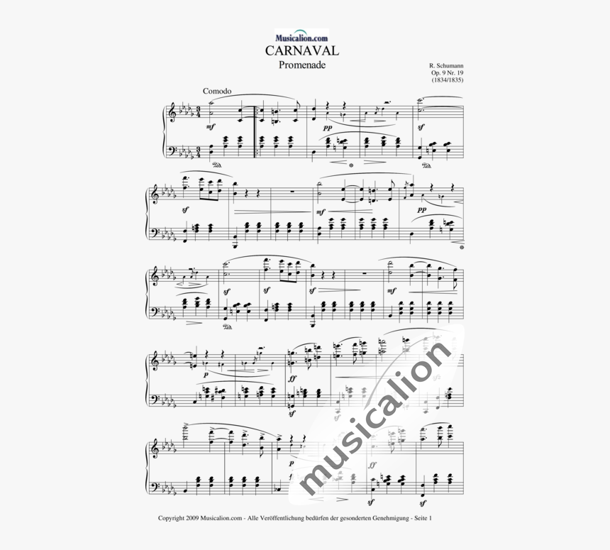 Schumann, Robert - Carnaval - Promenade - Piano - - Erik Satie Pieces Froides 2, HD Png Download, Free Download