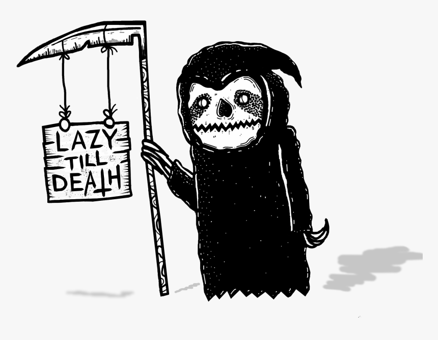Lazy Till Dea✝h Illustration Scythe Reaper Sloths Surrealism - Cartoon, HD Png Download, Free Download