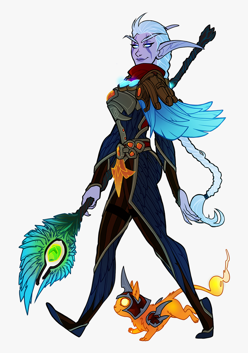 Druid Of The Talon With Cinder Kitten - Cartoon, HD Png Download, Free Download