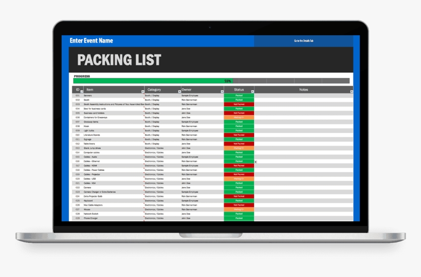 Excel Trade Show Checklist Template, HD Png Download, Free Download