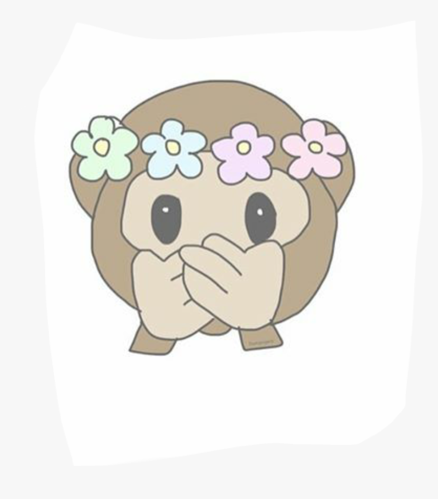 Monkey Emoji With Flower Crown Png - Monkey Emoji Drawing, Transparent Png, Free Download