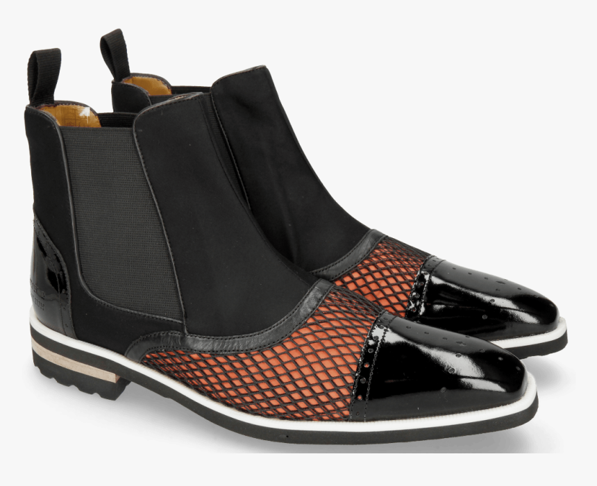 Ankle Boots Lance 22 Patent Net Black Lycra Orange - Sandal, HD Png Download, Free Download