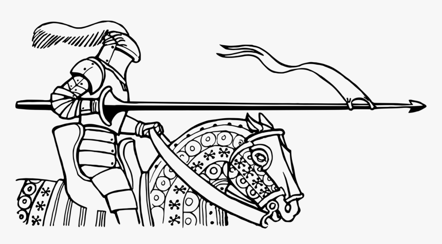 Knights Clipart Nobleman - Knight Jousting Line Art, HD Png Download, Free Download