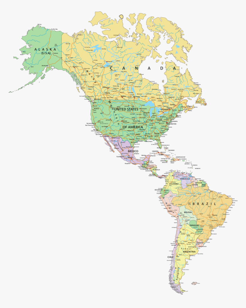 Map Of North And South America Png, Transparent Png, Free Download