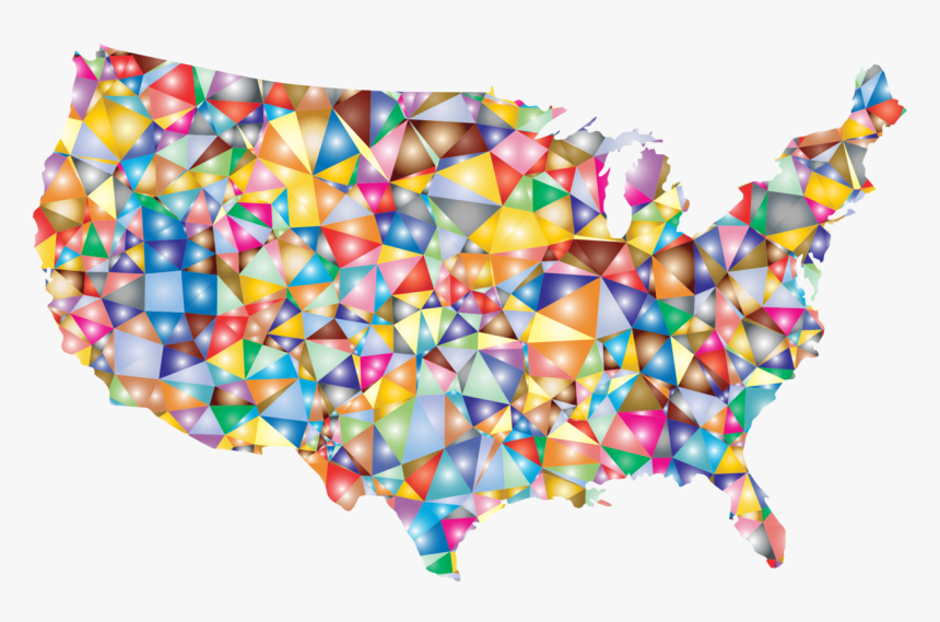 Line,symmetry,united States Of America - Colorful Map Of Us, HD Png Download, Free Download
