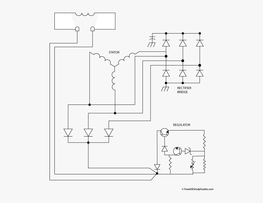 Schematic Diagram Of An Alternator Circuit - Alternator Schematic Diagram, HD Png Download, Free Download