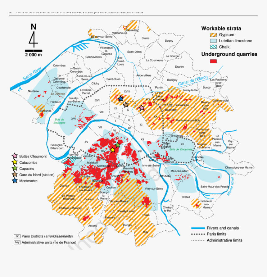 5 Map Of Old Quarries In The Former Dept Of Seine - Atlas, HD Png Download, Free Download