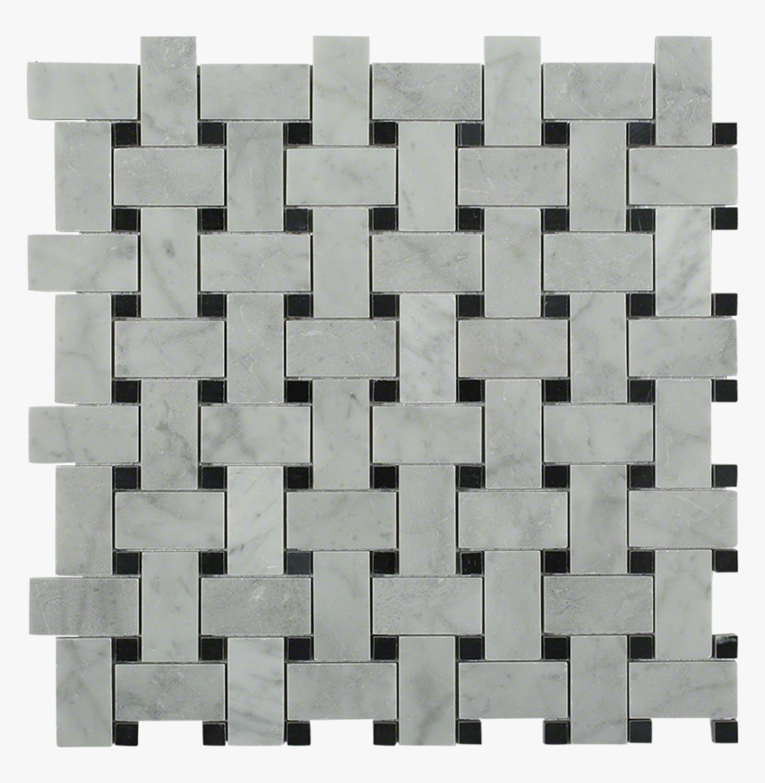 Trenza Basket Weave Carrara Marble Tile"
 Title="trenza - Carrera Gray Dot Basket Weave, HD Png Download, Free Download