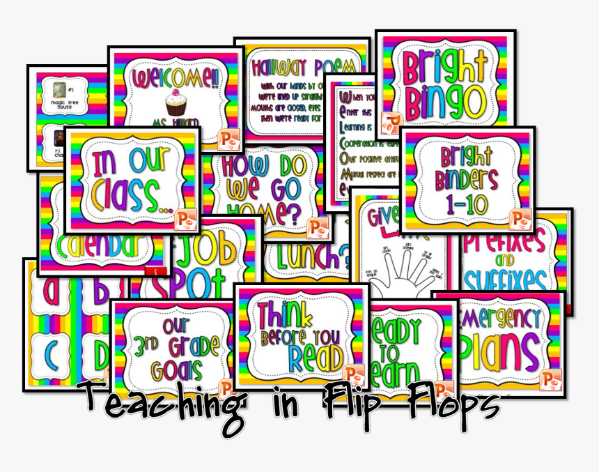Teaching In Flip Flops - Classroom Labels Colorful Free, HD Png Download, Free Download
