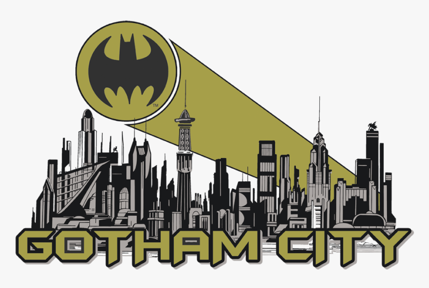 Batman Gotham Skyline Juniors T-shirt - Gotham Batman City Skyline, HD Png  Download - kindpng