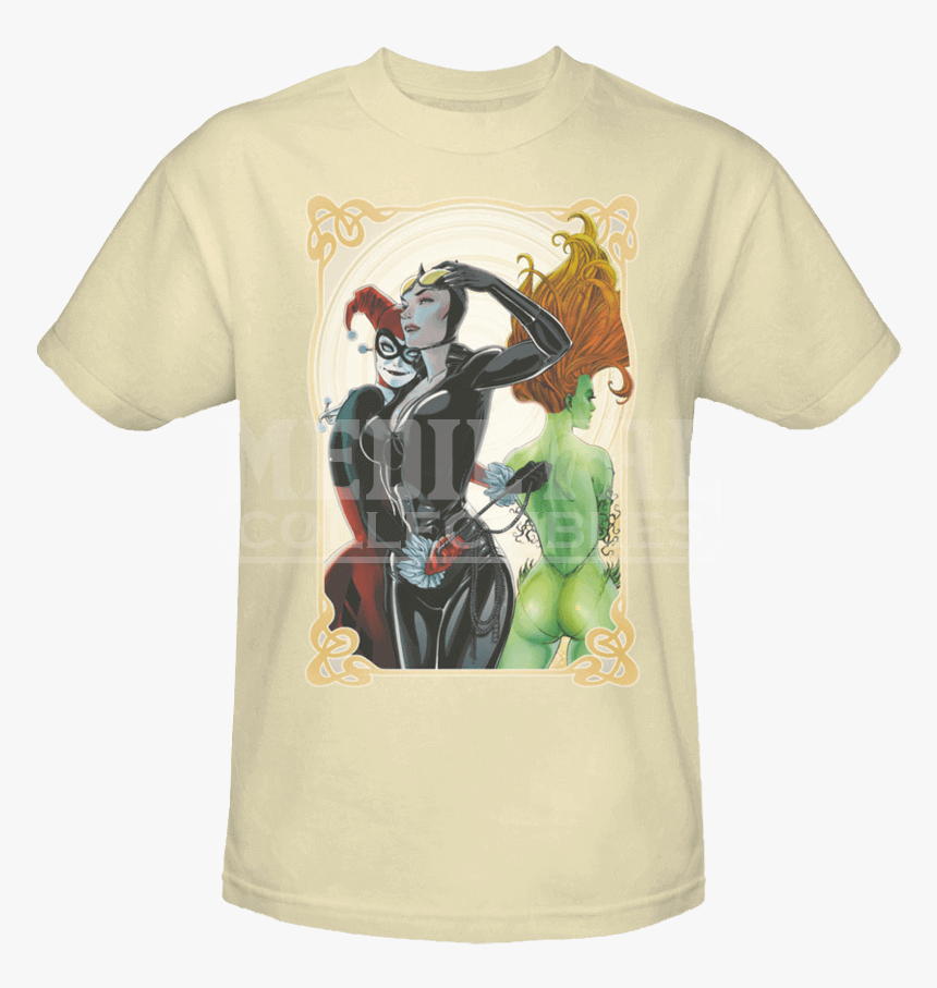 Gotham City Sirens 4 T-shirt - Harley Quinn And Poison Ivy And Catwoman, HD Png Download, Free Download